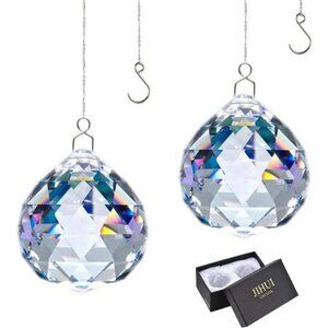 Suncatcher Crystals Ball Prism Window Rainbow Maker with Chain 40mm 2 Pack